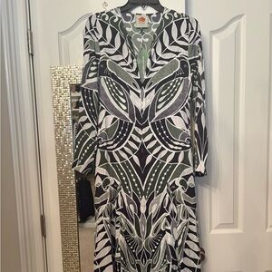 NWT Farm Rio Black/Green Lace Nature Midi Dress, XS